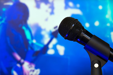 Microphone on stage during the rock star show
