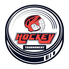Vector hockey logo for print design, advertisement, web on white background