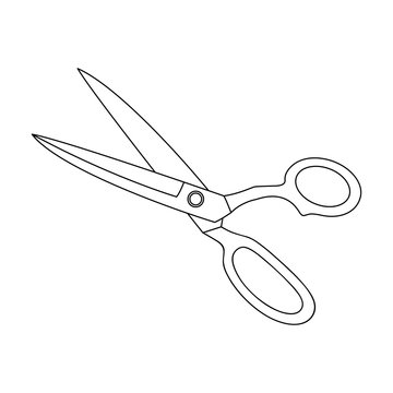 Metal scissors with blue handles.Sewing or tailoring tools kit single icon in outline style vector symbol stock illustration.