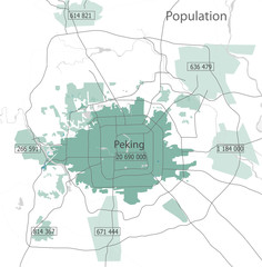 vector map of the city of Peking population, China