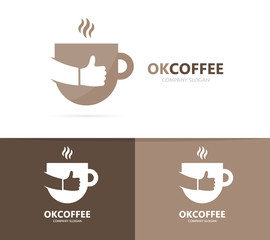 Vector of coffee and like logo combination. Drink and best symbol or icon. Unique cup and tea logotype design template.