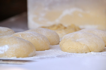 Fototapeta premium Doughs prepared to cook front view