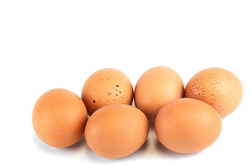 fresh chicken eggs isolated on white background