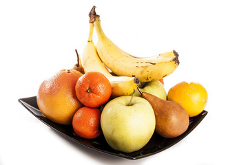 Bananas and  fruits on isolatedisolated white background.