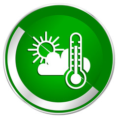 Weather forecast silver metallic border green web icon for mobile apps and internet.