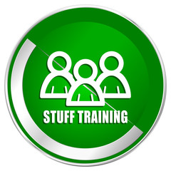 Stuff training silver metallic border green web icon for mobile apps and internet.