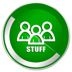 Stuff silver metallic border green web icon for mobile apps and internet.