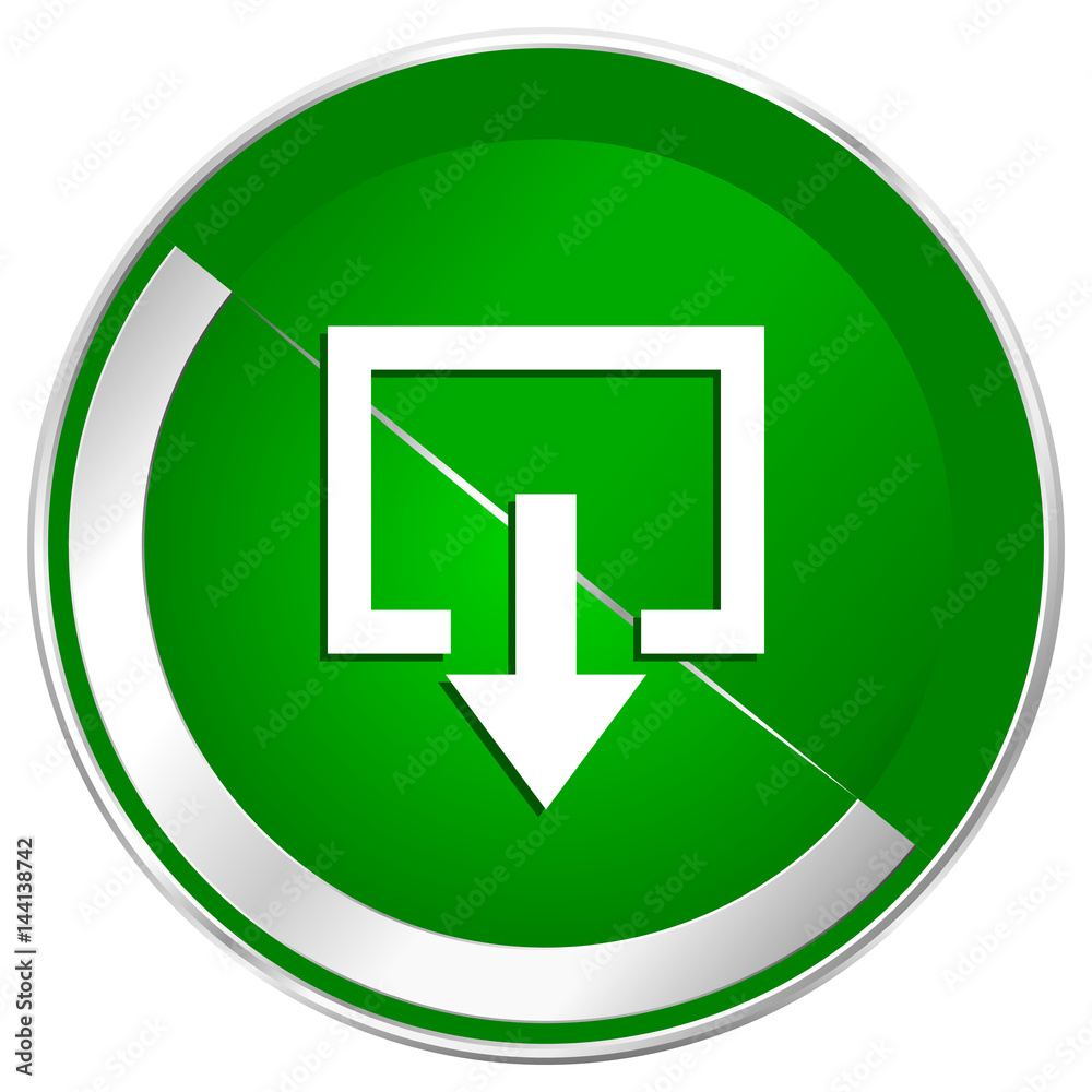 Leinwandbilder exit silver metallic border green web icon for mobile apps and internet.
