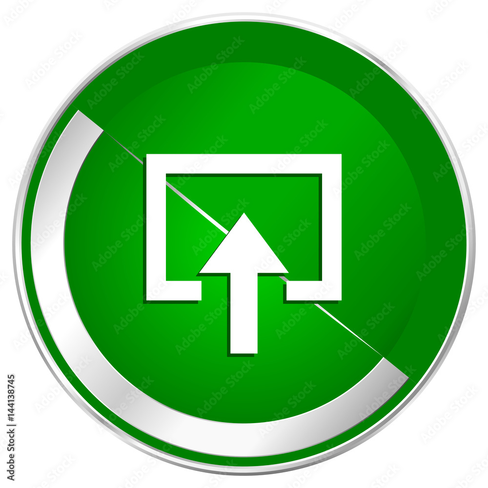 Aufkleber enter silver metallic border green web icon for mobile apps and internet.