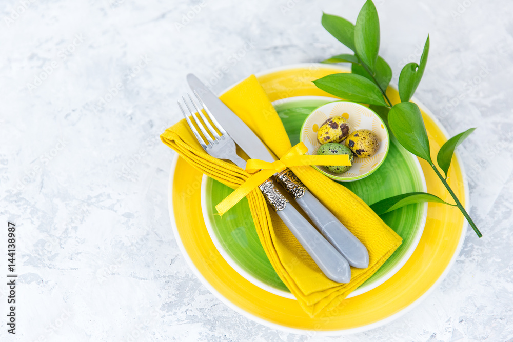 Wall mural Spring table setting with flowers