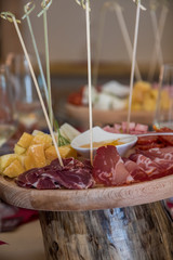 Fingerfood Salami und Schinken auf Platte