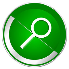 Search silver metallic border green web icon for mobile apps and internet.