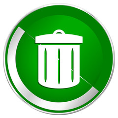 Recycle silver metallic border green web icon for mobile apps and internet.