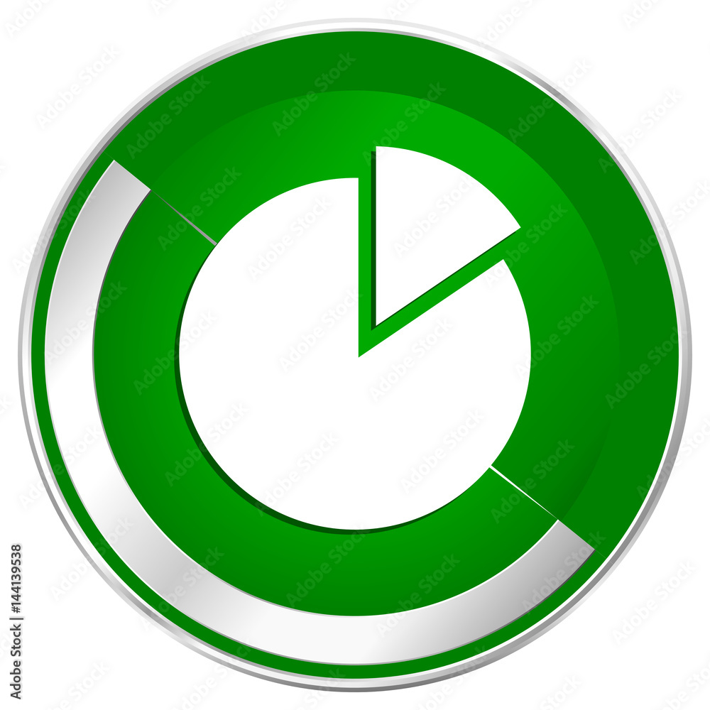 Aufkleber chart silver metallic border green web icon for mobile apps and internet.
