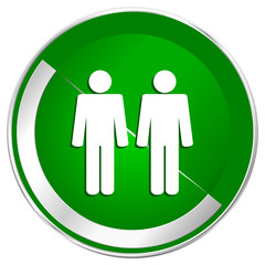 Couple silver metallic border green web icon for mobile apps and internet.