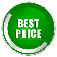 Best price silver metallic border green web icon for mobile apps and internet.