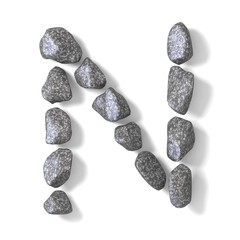 Fototapeta na wymiar Font made of rocks LETTER N 3D