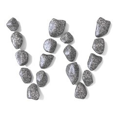 Font made of rocks LETTER W 3D