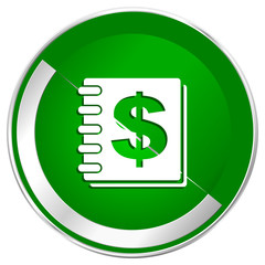 Money silver metallic border green web icon for mobile apps and internet.