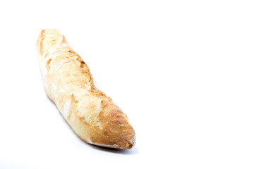 Rustic baguette bread isolated in white background
