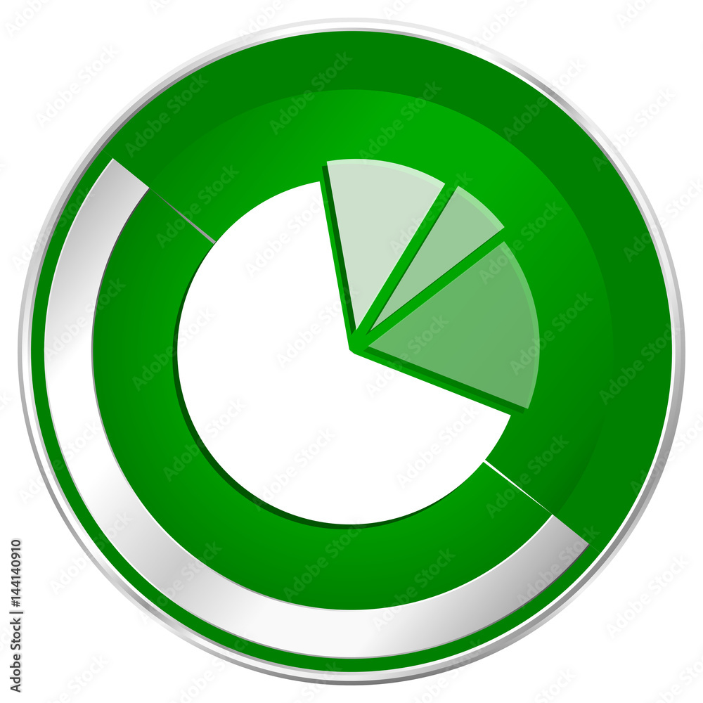 Poster diagram silver metallic border green web icon for mobile apps and internet.