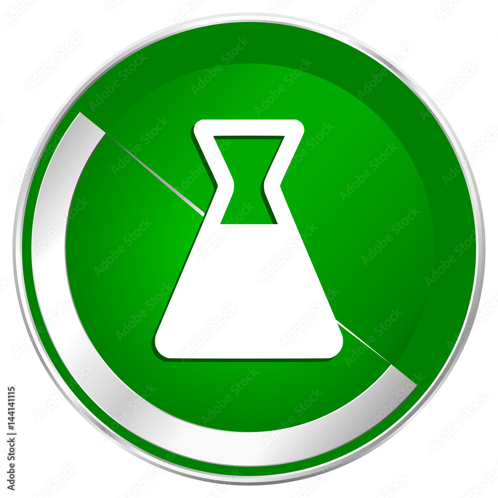 Poster laboratory silver metallic border green web icon for mobile apps and internet.