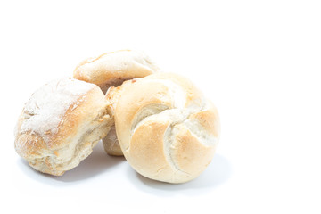 Mini crusty homemade burger star bread isolated in white background