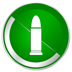 Ammunition silver metallic border green web icon for mobile apps and internet.