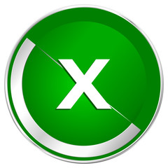 Cancel silver metallic border green web icon for mobile apps and internet.