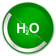 Water silver metallic border green web icon for mobile apps and internet.