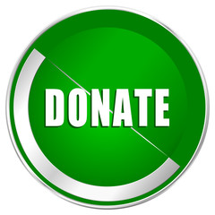 Donate silver metallic border green web icon for mobile apps and internet.