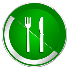 Eat silver metallic border green web icon for mobile apps and internet.