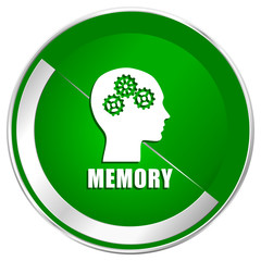 Memory silver metallic border green web icon for mobile apps and internet.