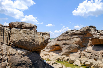 Samphanbok, A large rocky rapids in the Mekong River were eroded by the tides. It is seen in the dry season of every year and is a famous tourist attractions of Ubon Ratchathani province. Thailand
