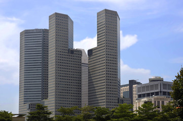 Fototapeta na wymiar urban landscape Singapore Asia financial district modern design office building business skyscraper