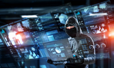 Network security and privacy crime. Mixed media . Mixed media