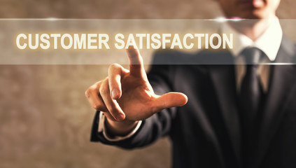 Customer Satisfaction text with businessman