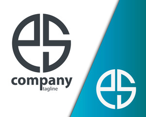 Initial Letter PS ES With Linked Circle Logo