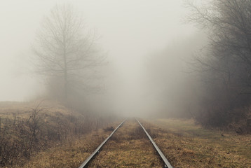 Fog over railroad