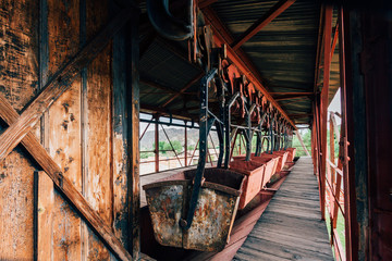 Old abandoned cablewayr wagons from an Argentine mine