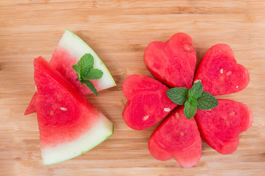 Watermelon on  wooden background.