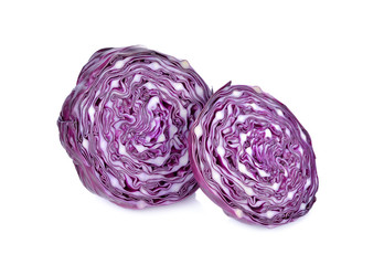 Fototapeta premium half cut fresh red cabbage on white background
