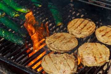 Beef or pork meat barbecue burgers for hamburger prepared grilled