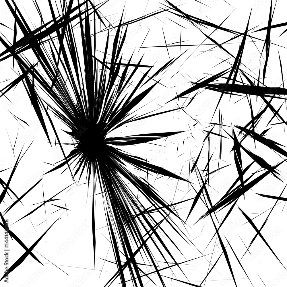 Leinwandbilder Rough, edgy texture of random distorted shapes). Black and white abstract geometric texture / pattern.
