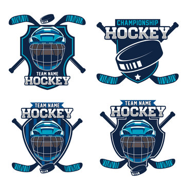 Hockey sport team logotype templates set