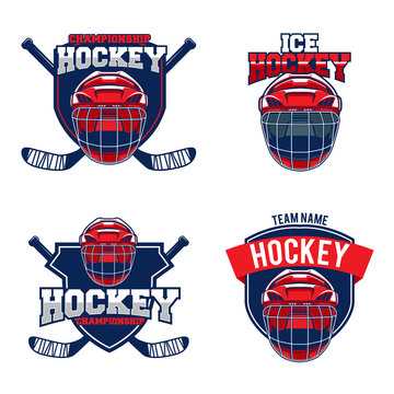 Set of ice hockey teams logos