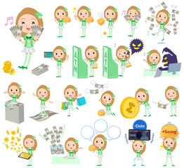 Pop idol in green costume money