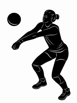 illustration of a volleyball player woman, vector draw