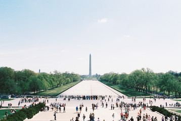 Abraham Lincoln Memorial's view of the Washington Monument in Washington DC 