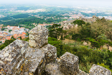 Fototapeta na wymiar View of the city of Sintra from the castle of the Moors. Sintra. Portugal